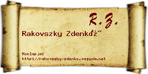 Rakovszky Zdenkó névjegykártya